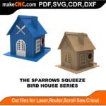 Bird House Sparrows Squeeze MakeCNC SVG DXF PDF CDR 3D puzzle pattern product image