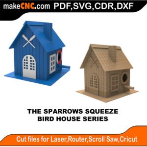 Bird House Sparrows Squeeze MakeCNC SVG DXF PDF CDR 3D puzzle pattern product image