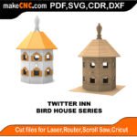 Bird House Twitter Inn MakeCNC SVG DXF PDF CDR 3D puzzle pattern product image