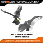 Birds Bald Eagle Landing MakeCNC SVG DXF PDF CDR 3D puzzle pattern product image