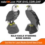 Birds Bald Eagle Standing MakeCNC SVG DXF PDF CDR 3D puzzle pattern product image