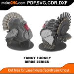 Birds Fancy Turkey MakeCNC SVG DXF PDF CDR 3D puzzle pattern product image