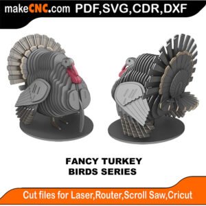 Birds Fancy Turkey MakeCNC SVG DXF PDF CDR 3D puzzle pattern product image