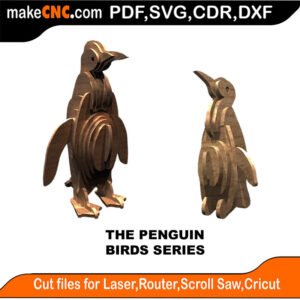 Birds Penguin MakeCNC SVG DXF PDF CDR 3D puzzle pattern product image