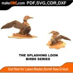 Birds Splashing Loon MakeCNC SVG DXF PDF CDR 3D puzzle pattern product image