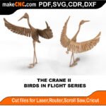 Birds in Flight Crane Two MakeCNC SVG DXF PDF CDR 3D puzzle pattern product image