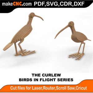 Birds in Flight Curlew MakeCNC SVG DXF PDF CDR 3D puzzle pattern product image