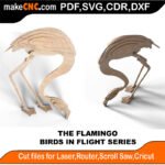 Birds in Flight Flamingo MakeCNC SVG DXF PDF CDR 3D puzzle pattern product image