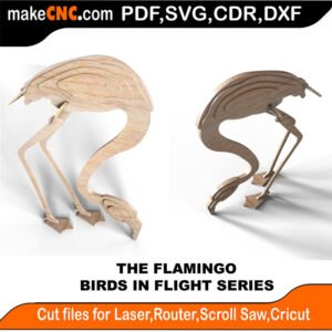 Birds in Flight Flamingo MakeCNC SVG DXF PDF CDR 3D puzzle pattern product image