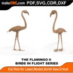 Birds in Flight Flamingo Two MakeCNC SVG DXF PDF CDR 3D puzzle pattern product image