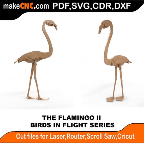 Birds in Flight Flamingo Two MakeCNC SVG DXF PDF CDR 3D puzzle pattern product image