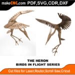 Birds in Flight Heron MakeCNC SVG DXF PDF CDR 3D puzzle pattern product image
