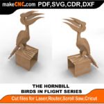 Birds in Flight Hornbill MakeCNC SVG DXF PDF CDR 3D puzzle pattern product image
