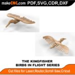 Birds in Flight Kingfisher MakeCNC SVG DXF PDF CDR 3D puzzle pattern product image