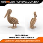 Birds in Flight Pelican MakeCNC SVG DXF PDF CDR 3D puzzle pattern product image