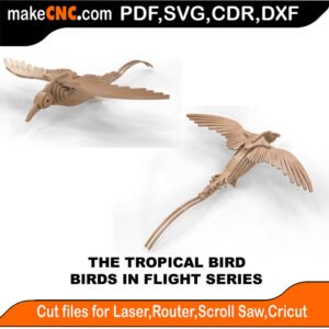 Birds in Flight Tropical Bird MakeCNC SVG DXF PDF CDR 3D puzzle pattern product image