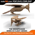 Birds in Flight Woodpecker MakeCNC SVG DXF PDF CDR 3D puzzle pattern product image