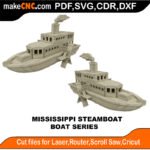 Boat Mississippi Steamboat MakeCNC SVG DXF PDF CDR 3D puzzle pattern product image
