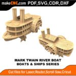 Boats Ships Mark Twain River MakeCNC SVG DXF PDF CDR 3D puzzle pattern product image