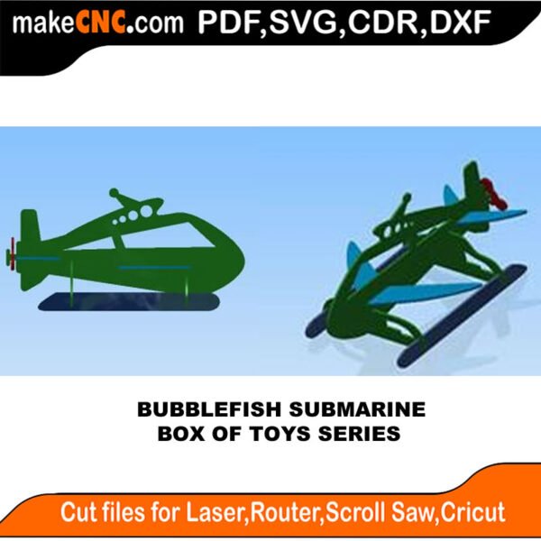 Box of Toys Bubblefish Submarine MakeCNC SVG DXF PDF CDR 3D puzzle pattern product image