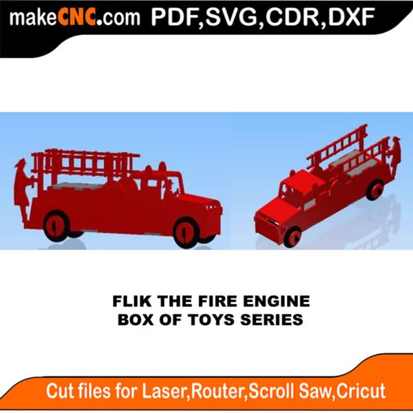 Box of Toys Flik Fire Engine MakeCNC SVG DXF PDF CDR 3D puzzle pattern product image