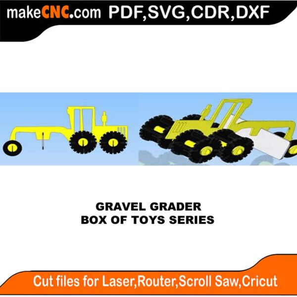 Box of Toys Gravel Grader MakeCNC SVG DXF PDF CDR 3D puzzle pattern product image