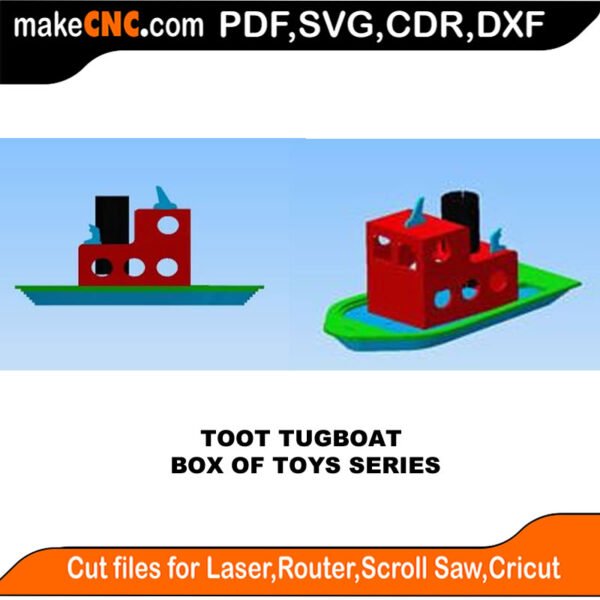 Box of Toys Toot Tugboat MakeCNC SVG DXF PDF CDR 3D puzzle pattern product image