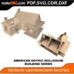 Building American Gothic Dollhouse MakeCNC SVG DXF PDF CDR 3D puzzle pattern product image