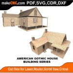 Building American Gothic House MakeCNC SVG DXF PDF CDR 3D puzzle pattern product image