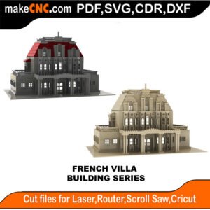 Building French Villa FB MakeCNC SVG DXF PDF CDR 3D puzzle pattern product image