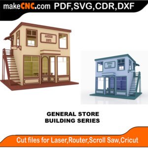 Building General Store MakeCNC SVG DXF PDF CDR 3D puzzle pattern product image