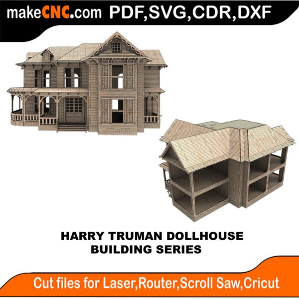 Building Harry Truman Dollhouse MakeCNC SVG DXF PDF CDR 3D puzzle pattern product image
