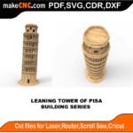Building Leaning Tower of Pisa MakeCNC SVG DXF PDF CDR 3D puzzle pattern product image