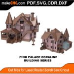 Building Pink Palace Coraline House MakeCNC SVG DXF PDF CDR 3D puzzle pattern product image