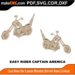 Captain America Bike MZST MakeCNC SVG DXF PDF CDR 3D puzzle pattern product image