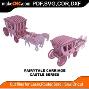 Castle Fairytale Carriage MakeCNC SVG DXF PDF CDR 3D puzzle pattern product image