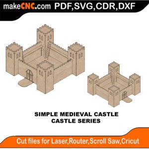 Castle Simple Medieval Castle MakeCNC SVG DXF PDF CDR 3D puzzle pattern product image