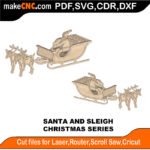 Christmas Santa Sleigh MZST MakeCNC SVG DXF PDF CDR 3D puzzle pattern product image
