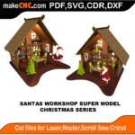 Christmas Santas Workshop SM MakeCNC SVG DXF PDF CDR 3D puzzle pattern product image