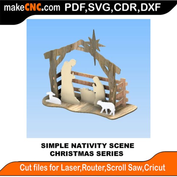 Christmas Simple Nativity Scene MakeCNC SVG DXF PDF CDR 3D puzzle pattern product image