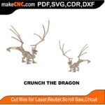 Crunch the Dragon MZST MakeCNC SVG DXF PDF CDR 3D puzzle pattern product image