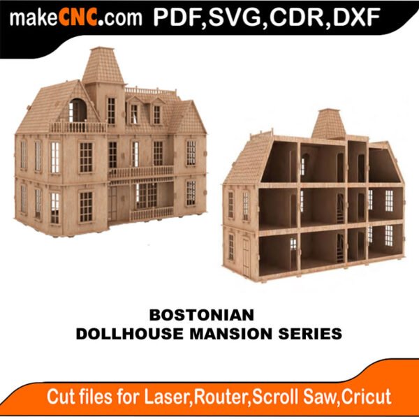 DH Bostonian Mansion MakeCNC SVG DXF PDF CDR 3D puzzle pattern product image