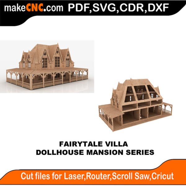 DH Fairytale Villa Mansion SMS MakeCNC SVG DXF PDF CDR 3D puzzle pattern product image