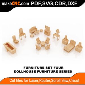 DH Furniture Set Four SMS MakeCNC SVG DXF PDF CDR 3D puzzle pattern product image