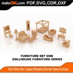 DH Furniture Set One SMS MakeCNC SVG DXF PDF CDR 3D puzzle pattern product image