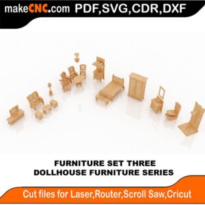DH Furniture Set Three LGS MakeCNC SVG DXF PDF CDR 3D puzzle pattern product image