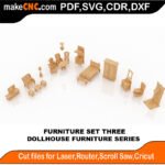 DH Furniture Set Three SMS MakeCNC SVG DXF PDF CDR 3D puzzle pattern product image