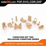 DH Furniture Set Two SMS MakeCNC SVG DXF PDF CDR 3D puzzle pattern product image