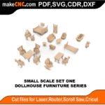 DH Furniture Small Scale Set One MakeCNC SVG DXF PDF CDR 3D puzzle pattern product image