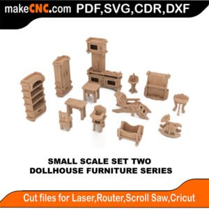 DH Furniture Small Scale Set Two MakeCNC SVG DXF PDF CDR 3D puzzle pattern product image